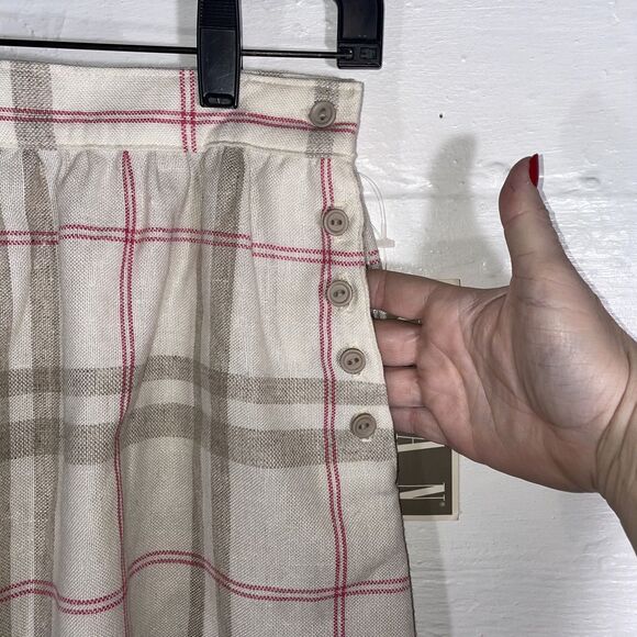 NWT Plaid A-Line Skirt Beige Pink Check Made in USA Size 10 Dead Stock 80s - Picture 8 of 14